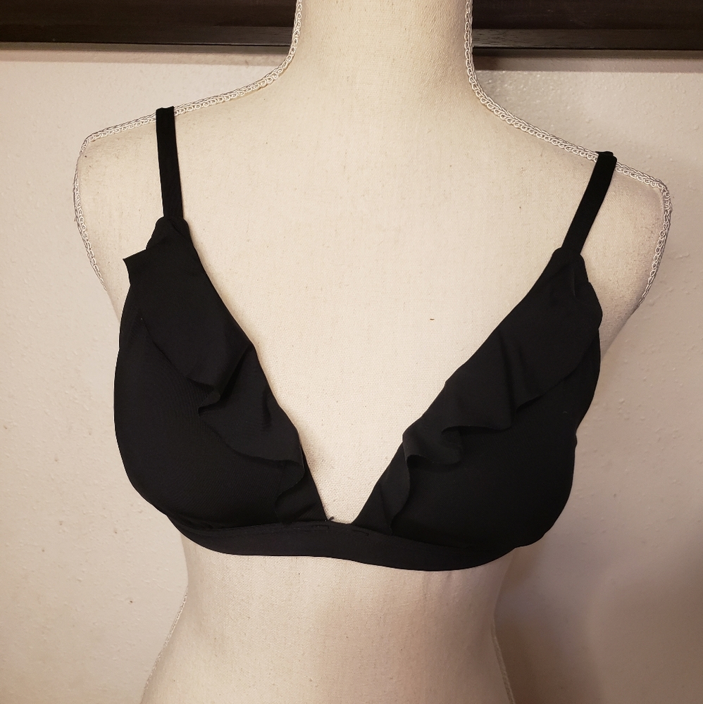 Black Ruffle Bikini Top